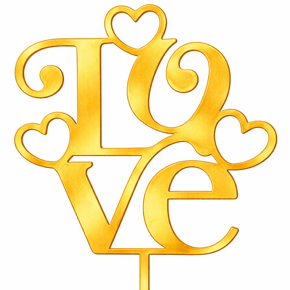 TOPPER LOVE - CORAZONES (DORADO)