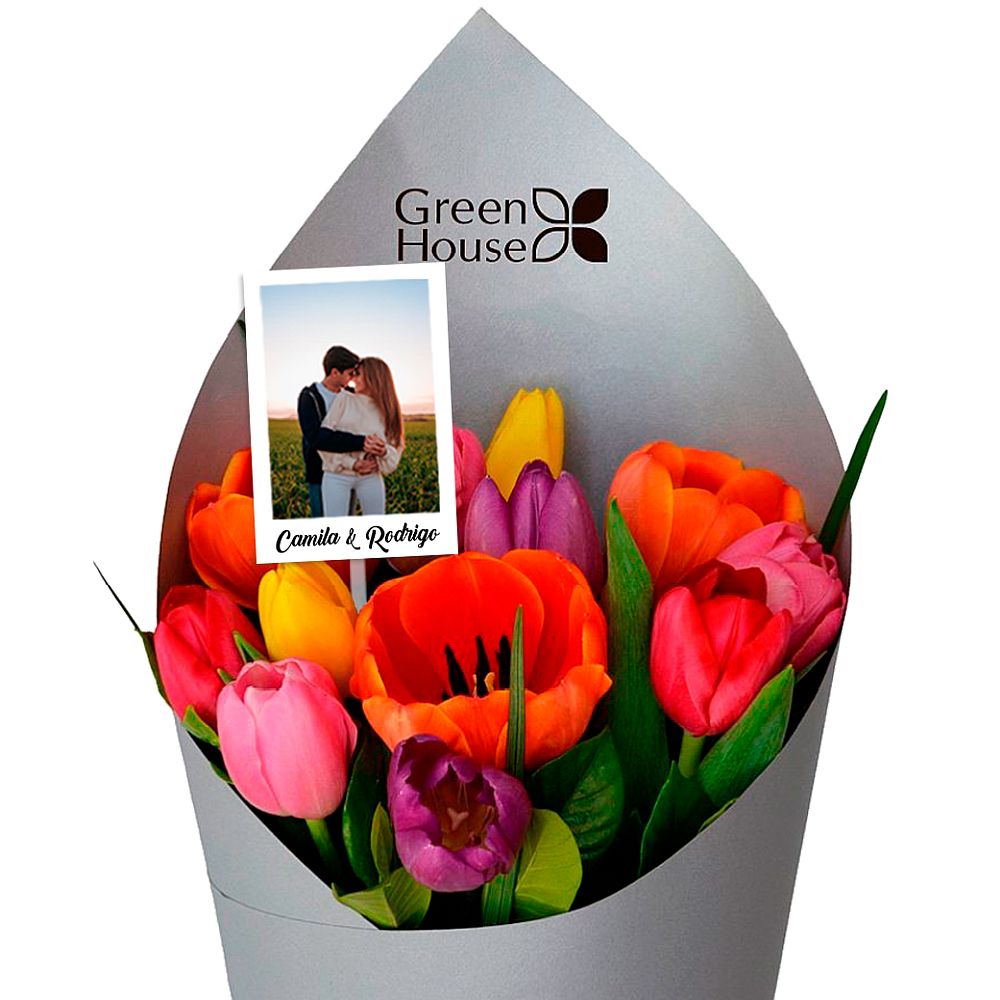 RAMO GLAM SILVER 12 TULIPANES + FOTO