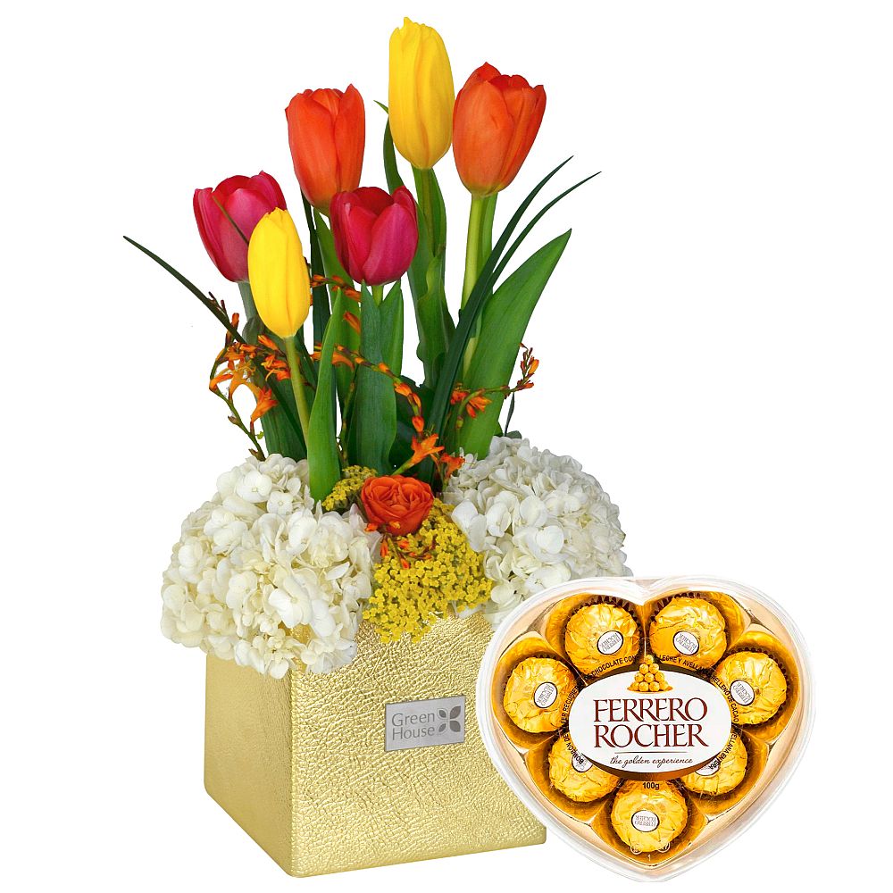 GLAM GOLD TULIPANES + ¡GRATIS! BOMBONES FERRERO ROCHER CORAZÓN