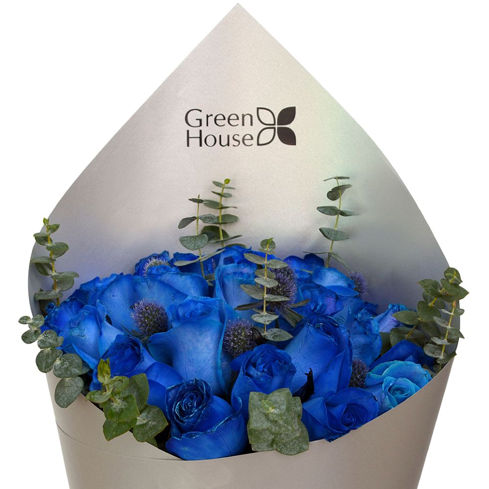 RAMO GLAM SILVER 12 ROSAS AZULES - Imagen 2