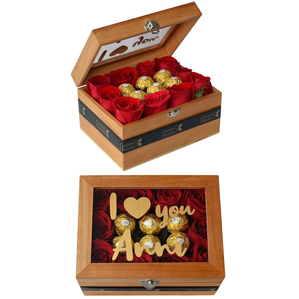 COFRE ROSAS Y ROCHER (PERSONALIZABLE)