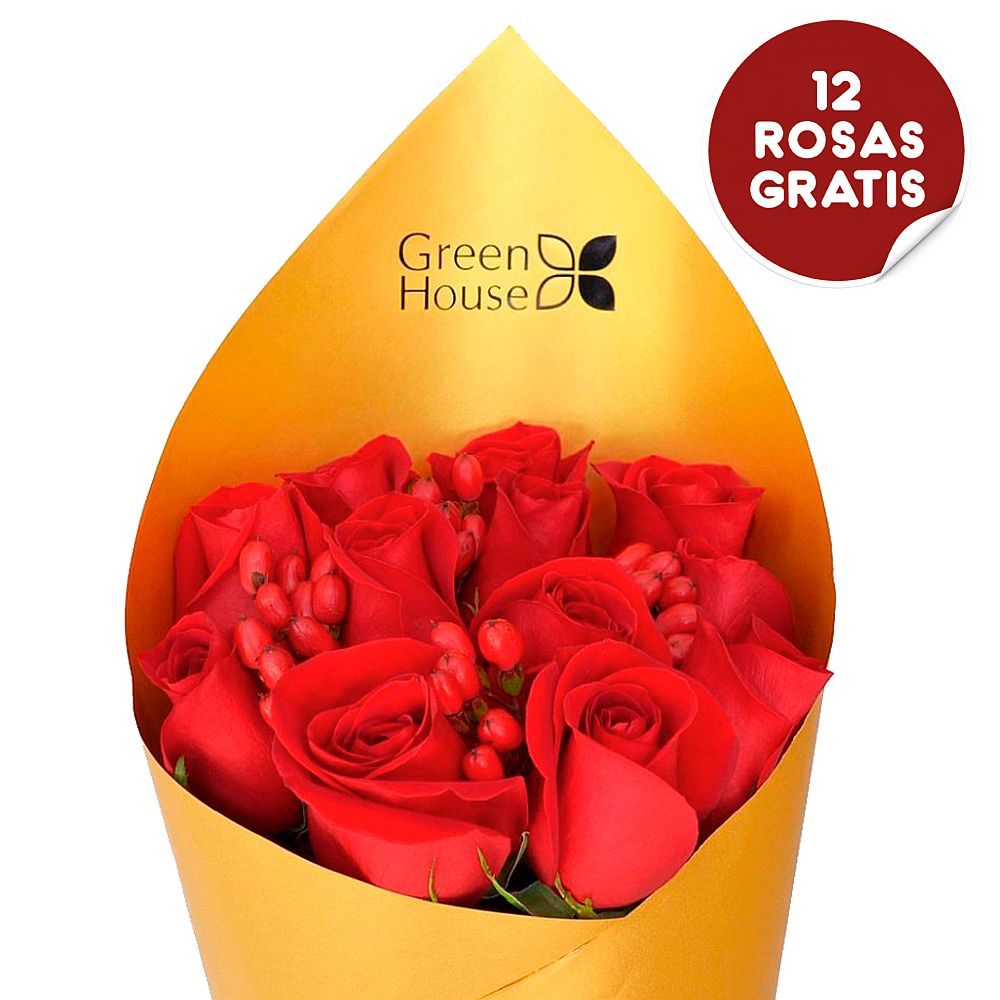 RAMO GLAM GOLD 12 ROSAS + ¡12 ROSAS GRATIS! - Imagen 1