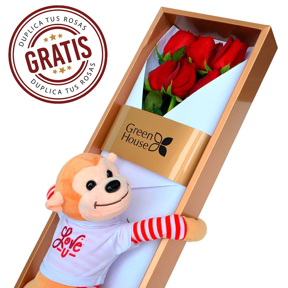 CAJA GLAM GOLD ABRAZO + ¡GRATIS 6 ROSAS ADICIONALES! - Imagen 1