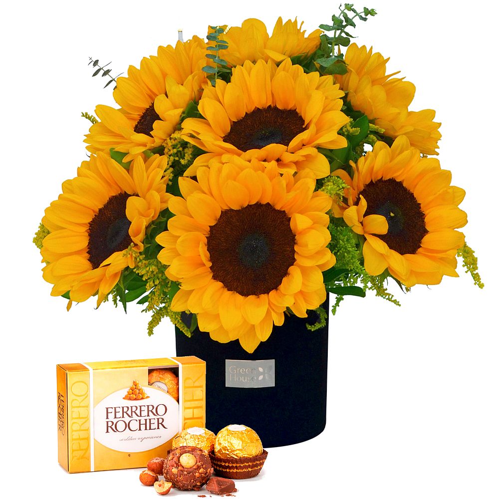GLAM BLACK 10 GIRASOLES + ¡GRATIS! BOMBONES FERRERO ROCHER