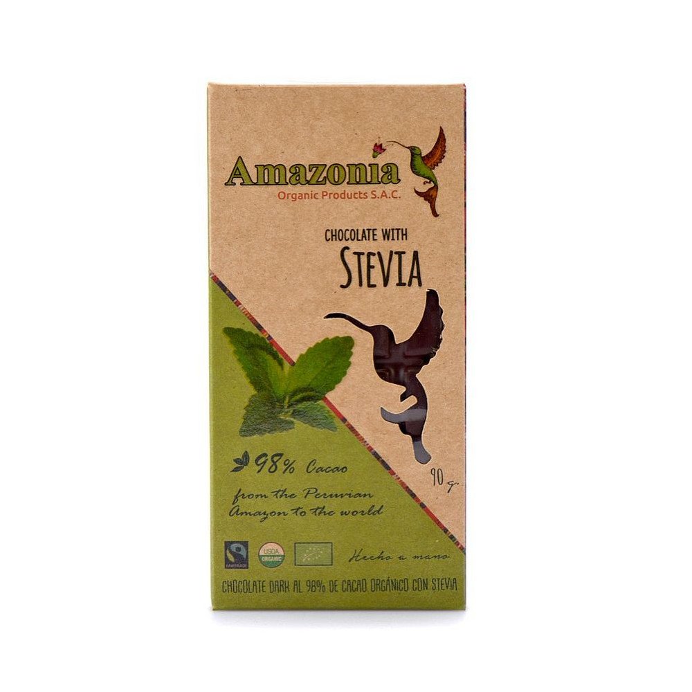 CHOCOLATE AMAZONIA (STEVIA) - BARRA 90 GR.
