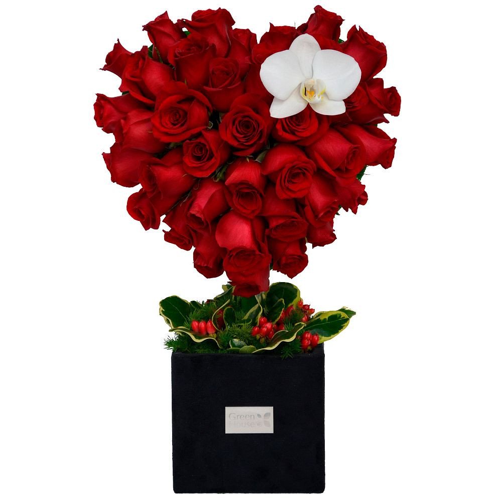 CORAZON DE ROSAS Y ORQUÍDEA