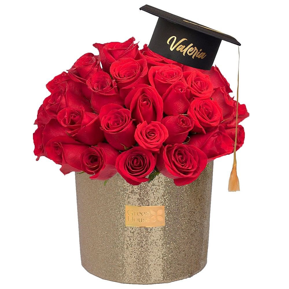 GLAM GOLD GRADUACIÓN - 36 ROSAS (PERSONALIZABLE)