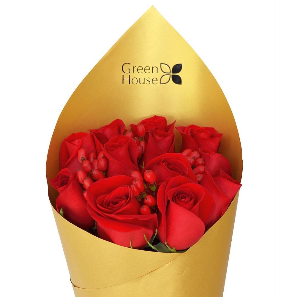 RAMO GLAM GOLD - 12 ROSAS